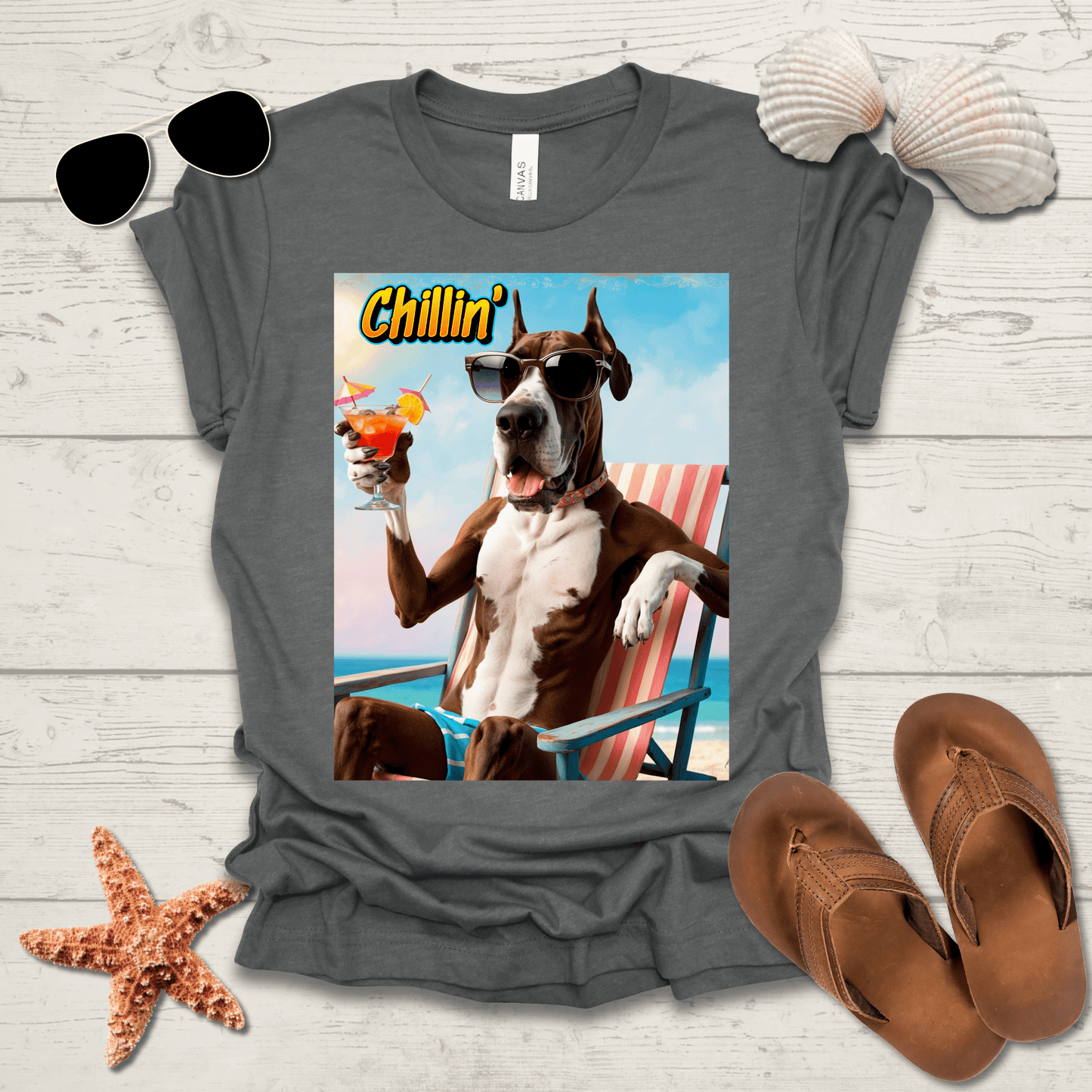 Printify T-Shirt Great Dane Chillin' Unisex Short Sleeve Tee