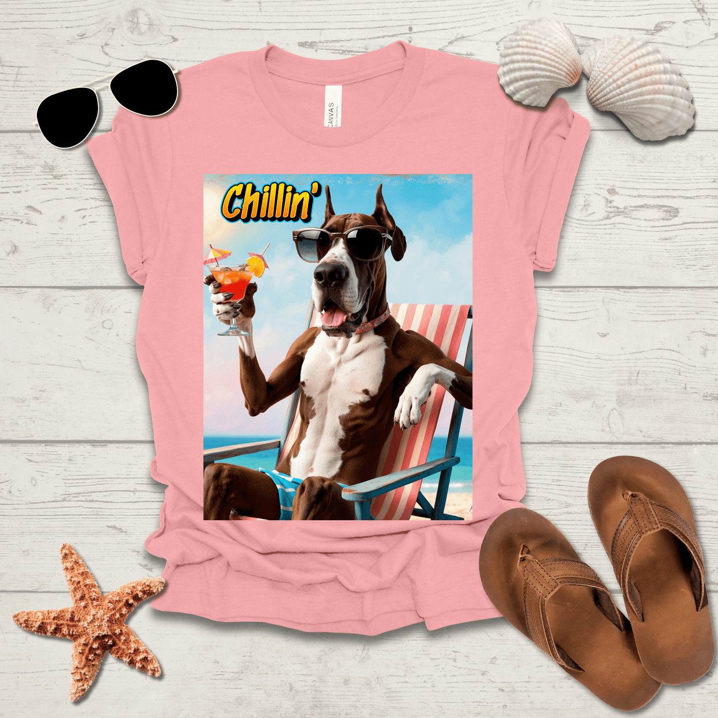 Printify T-Shirt Great Dane Chillin' Unisex Short Sleeve Tee