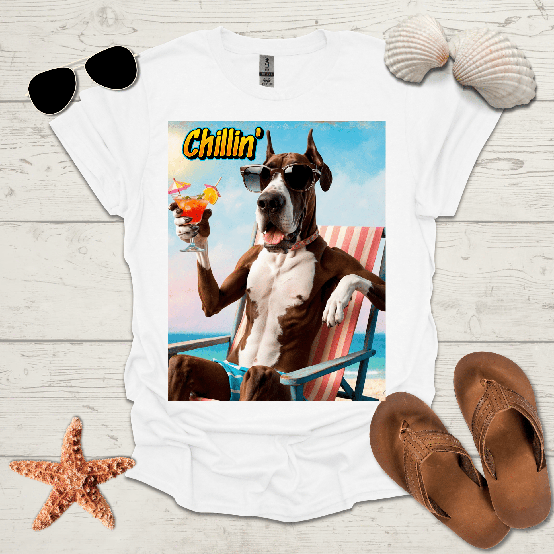 Printify T-Shirt Great Dane Chillin' Unisex Short Sleeve Tee