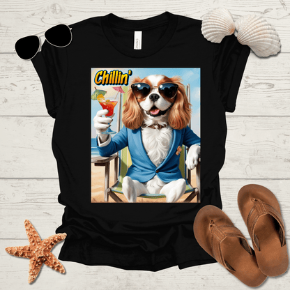 Printify T-Shirt King Charles Spaniel Chillin' Unisex Short Sleeve Tee