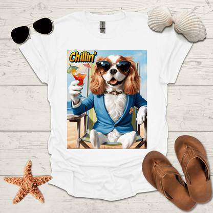 Printify T-Shirt King Charles Spaniel Chillin' Unisex Short Sleeve Tee