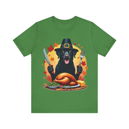 Printify T-Shirt Leaf / S 143_Thanksgiving Black Lab Tee