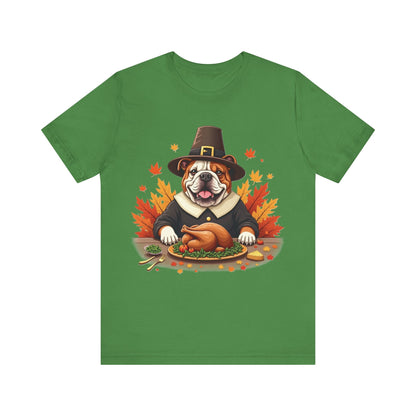 Printify T-Shirt Leaf / S 147_Thanksgiving English Bulldog Tee