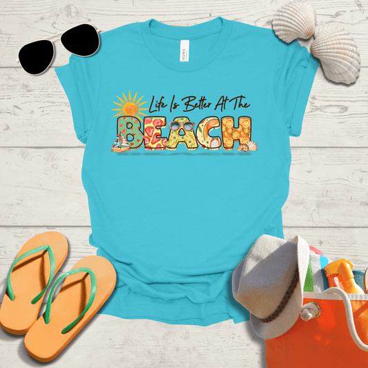 Printify T-Shirt Life Is Better At the Beach Summer Unisex Jersey Short Sleeve Tee