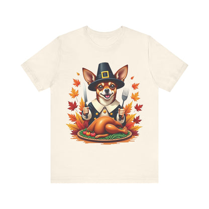 Printify T-Shirt Natural / S 144_Thanksgiving Chihuahua Tee