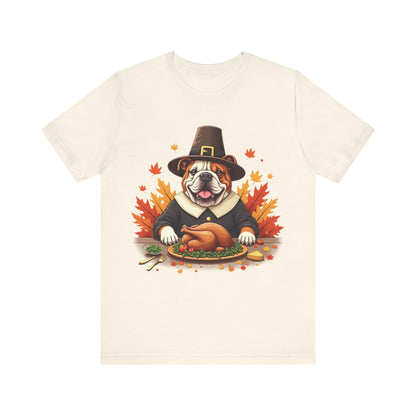 Printify T-Shirt Natural / S 147_Thanksgiving English Bulldog Tee