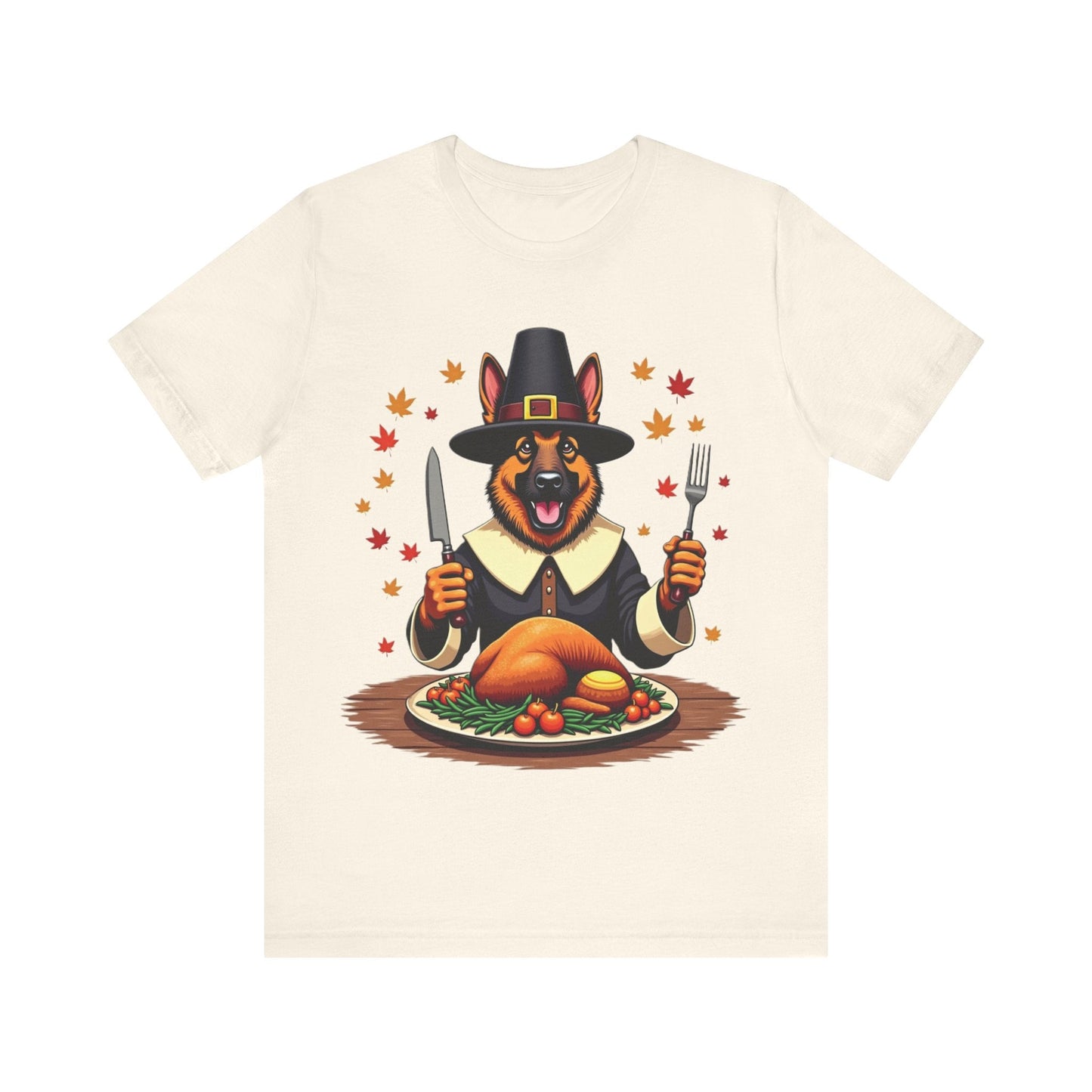 Printify T-Shirt Natural / S 150_Thanksgiving German Shepherd Tee