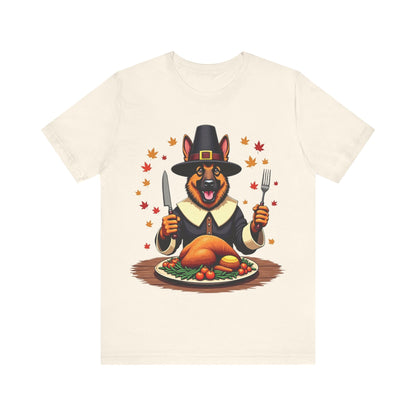 Printify T-Shirt Natural / S 150_Thanksgiving German Shepherd Tee