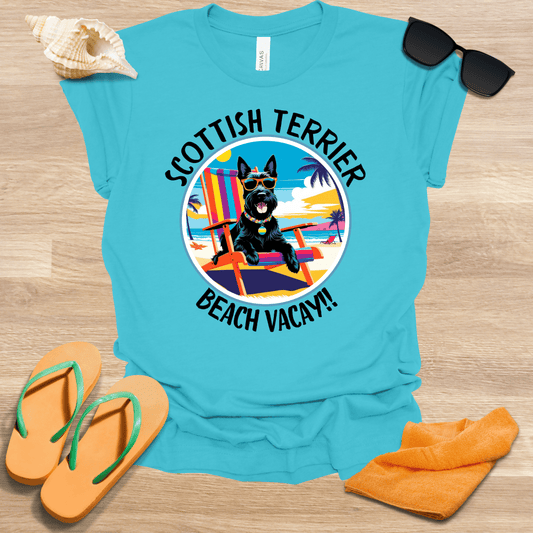 Printify T-Shirt Scottish Terrier Beach Vaycay Unisex Jersey Short Sleeve Tee