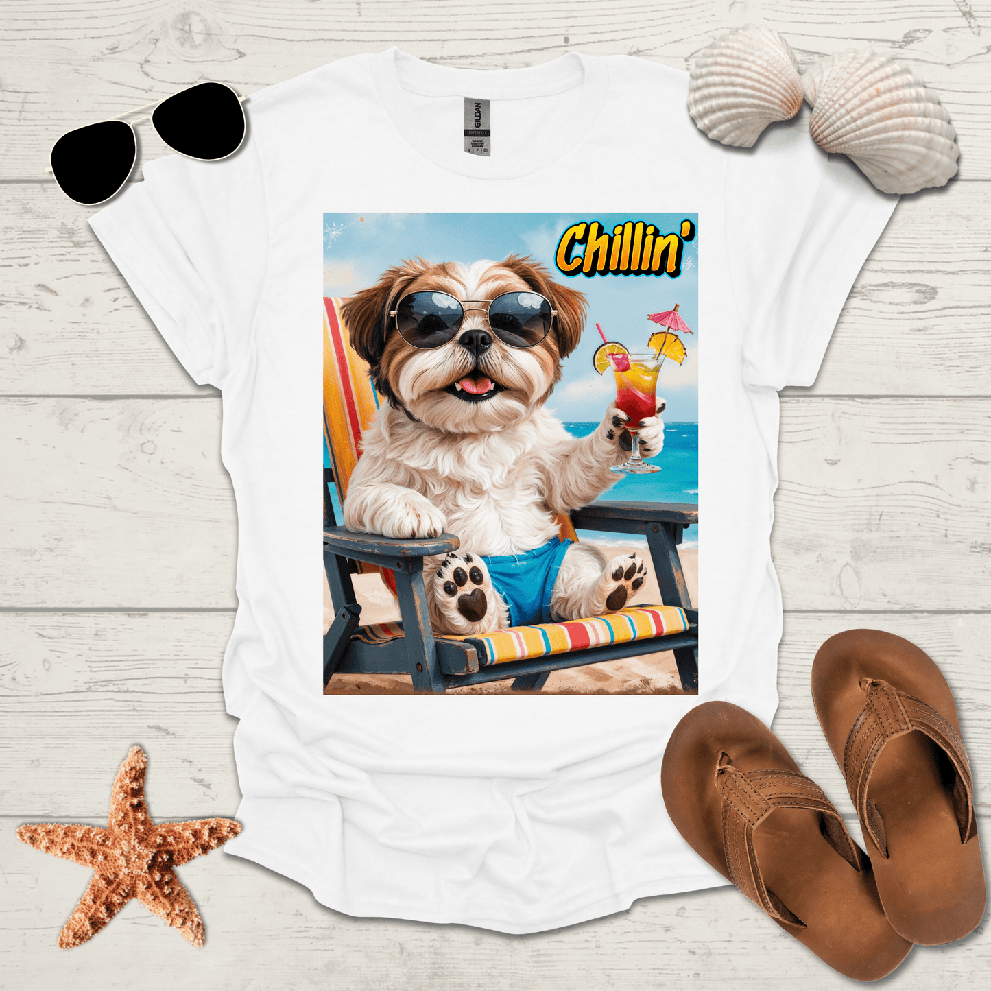 Printify T-Shirt Shih Tzu Chillin' Unisex Jersey Short Sleeve Tee