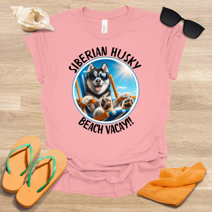 Printify T-Shirt Siberian Husky Beach Vaycay Unisex Jersey Short Sleeve Tee