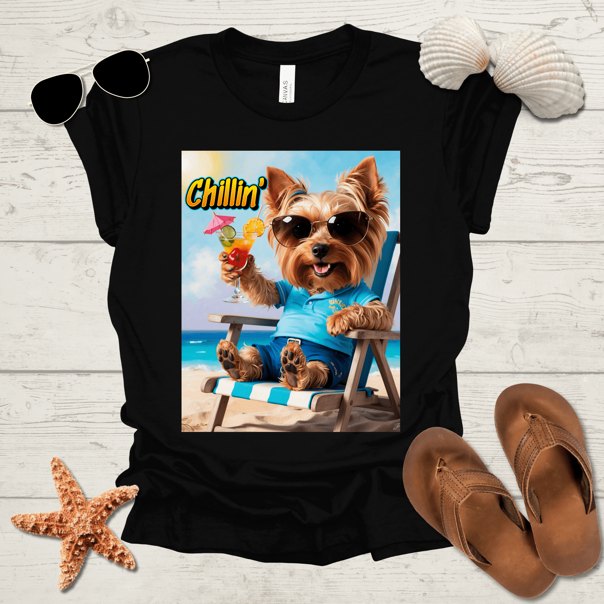 Printify T-Shirt Yorkie Chillin' Unisex Jersey Short Sleeve Tee