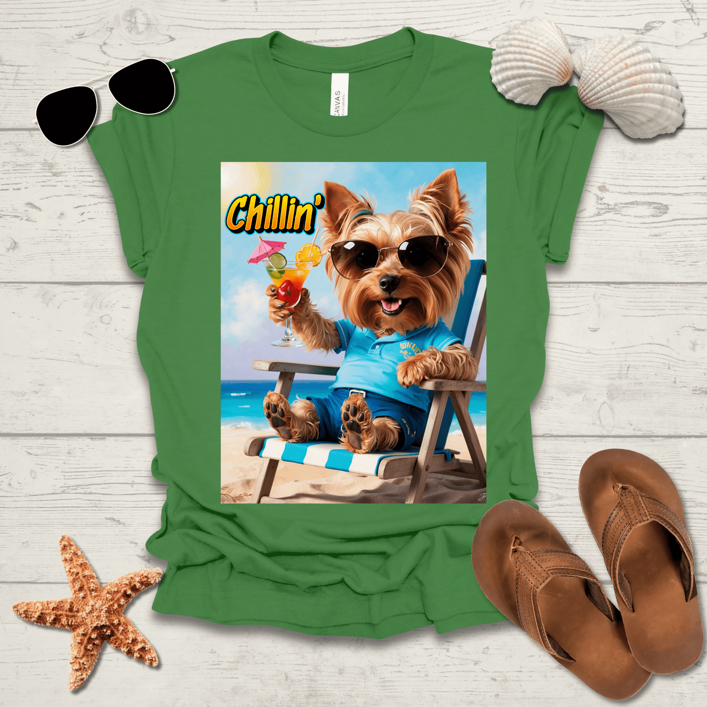 Printify T-Shirt Yorkie Chillin' Unisex Jersey Short Sleeve Tee