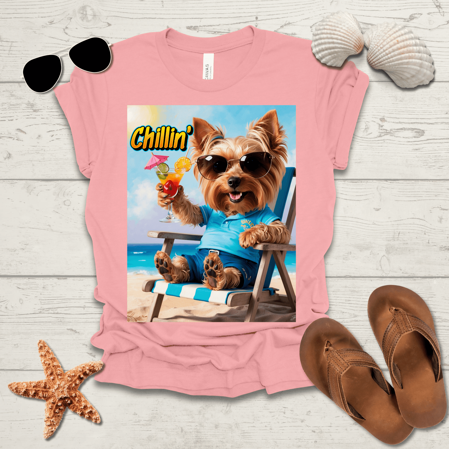 Printify T-Shirt Yorkie Chillin' Unisex Jersey Short Sleeve Tee