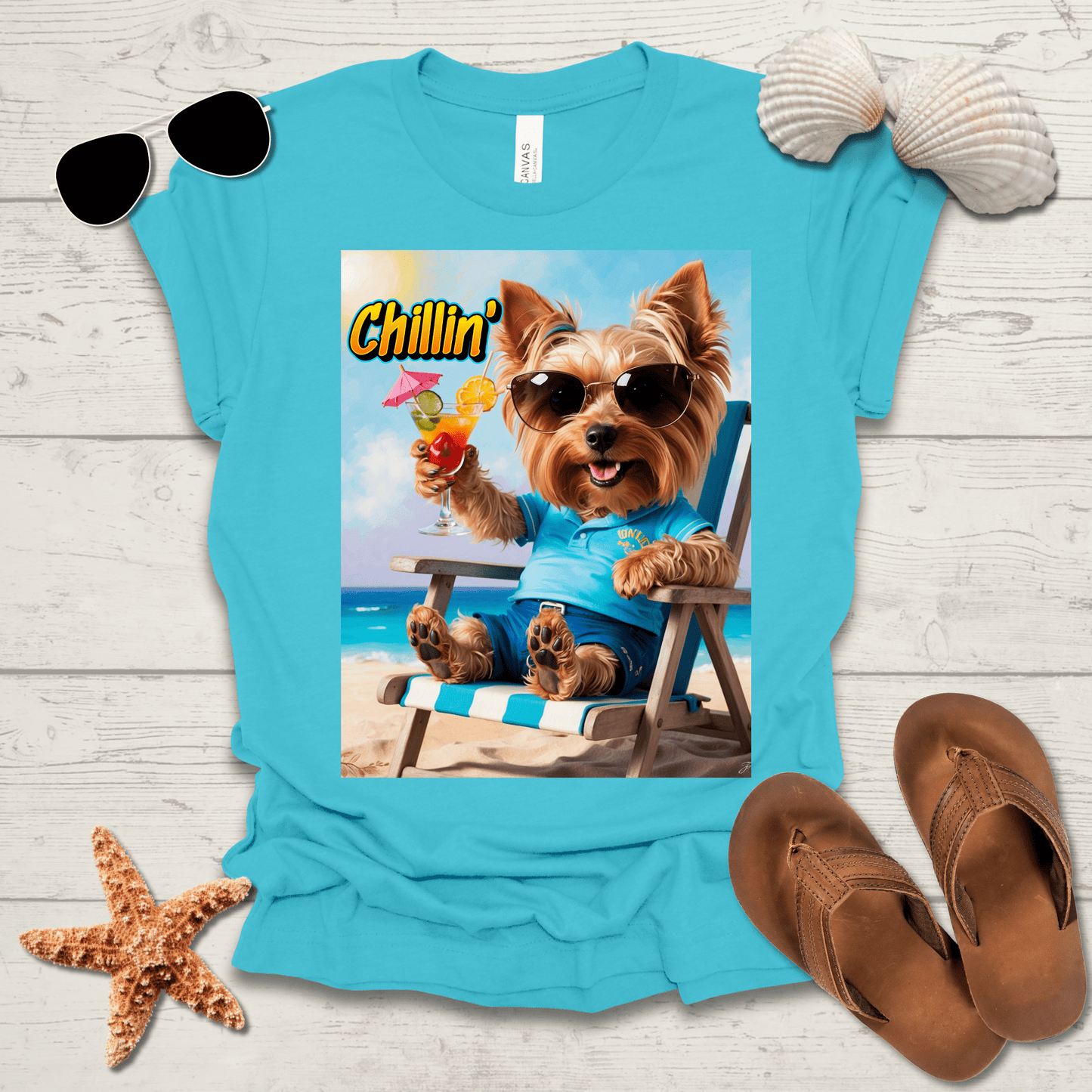 Printify T-Shirt Yorkie Chillin' Unisex Jersey Short Sleeve Tee