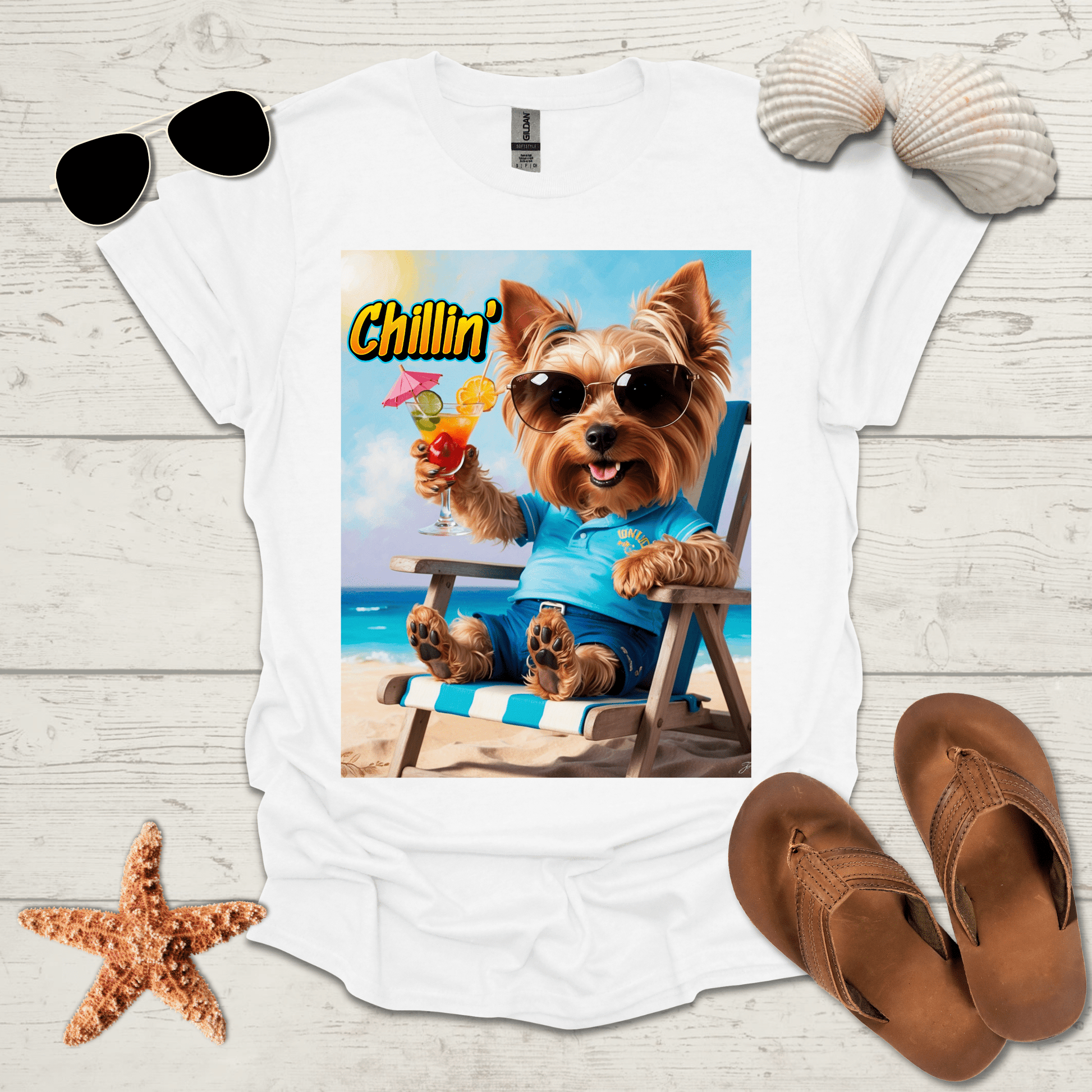 Printify T-Shirt Yorkie Chillin' Unisex Jersey Short Sleeve Tee