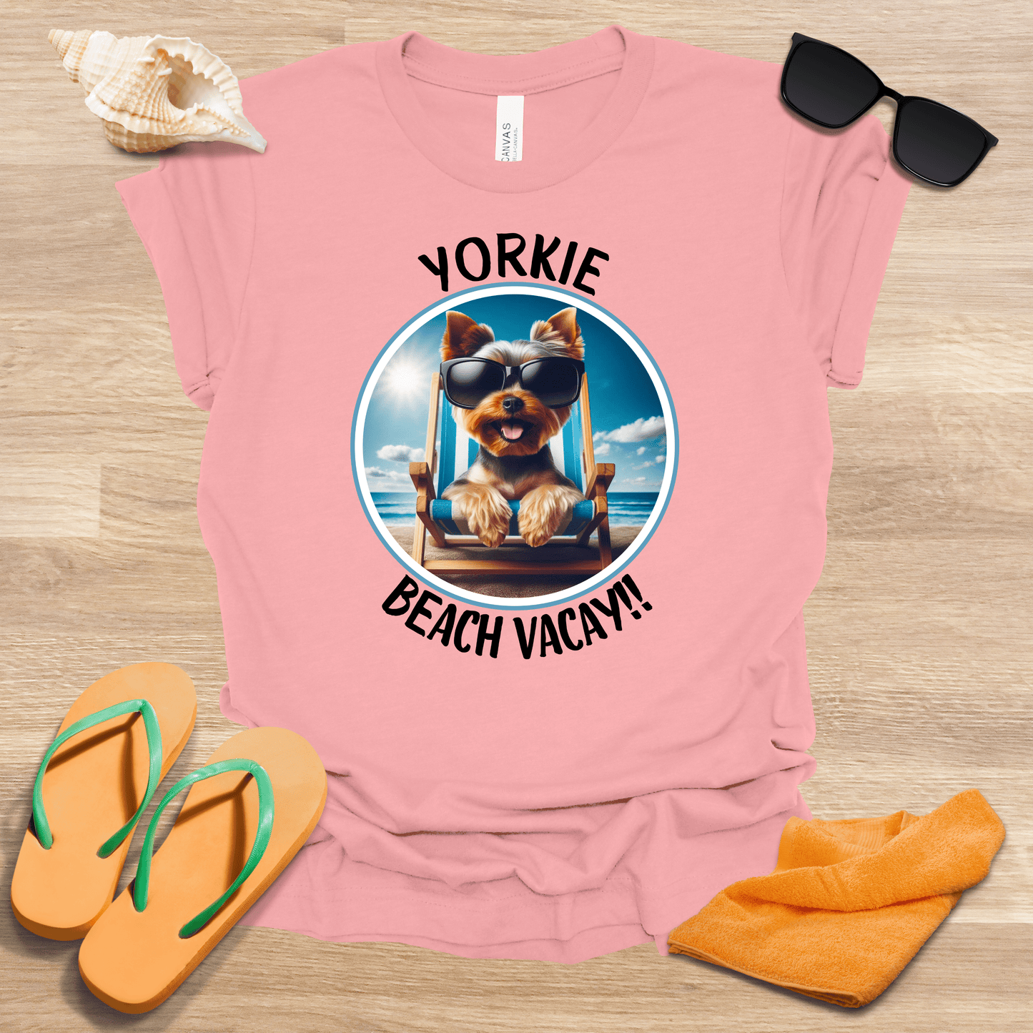 Printify T-Shirt Yorkie Vaycay Unisex Jersey Short Sleeve Tee