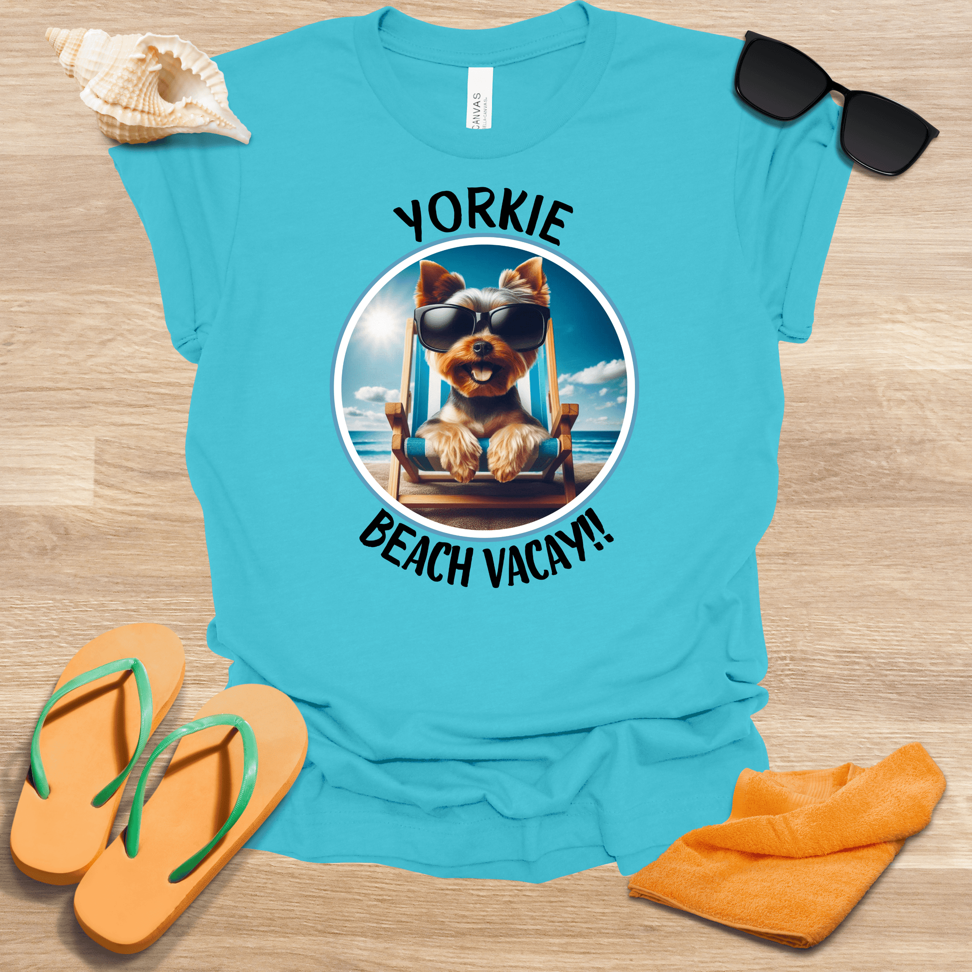 Printify T-Shirt Yorkie Vaycay Unisex Jersey Short Sleeve Tee