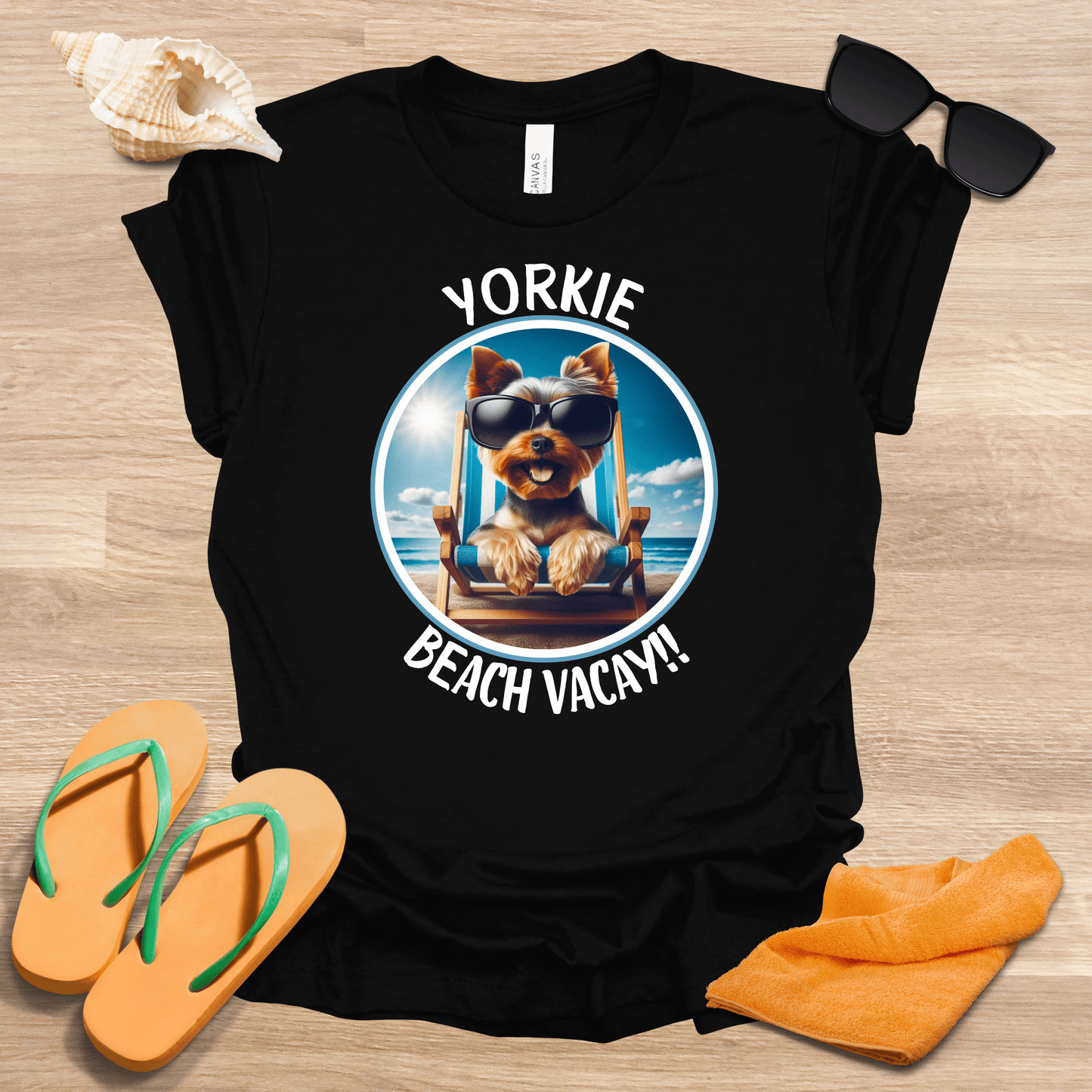 Printify T-Shirt Yorkie Vaycay Unisex Jersey Short Sleeve Tee